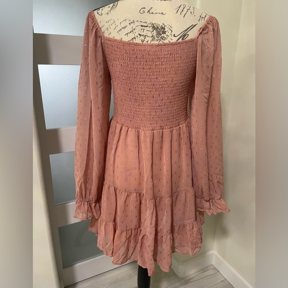 Altar'd State Pink Knee-Length Ruffled Dress - Picture 3 of 6